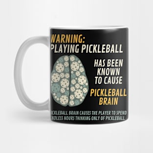 Funny Pickleball Brain Warning Mug